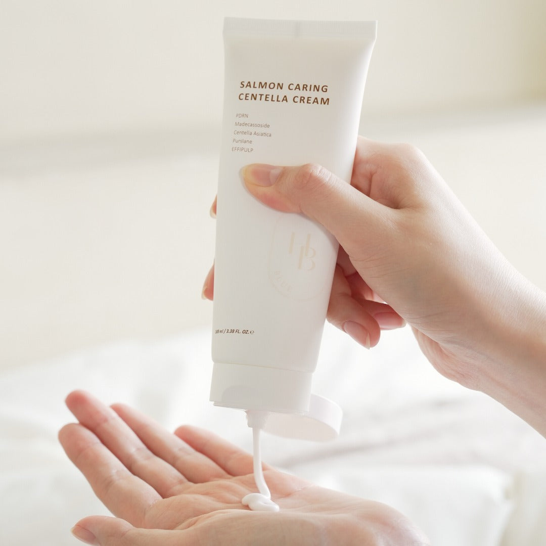Heveblue Salmon Caring Centella Cream 100ml at EmbΓ© Skin Korean and Japanese Beauty Skincare