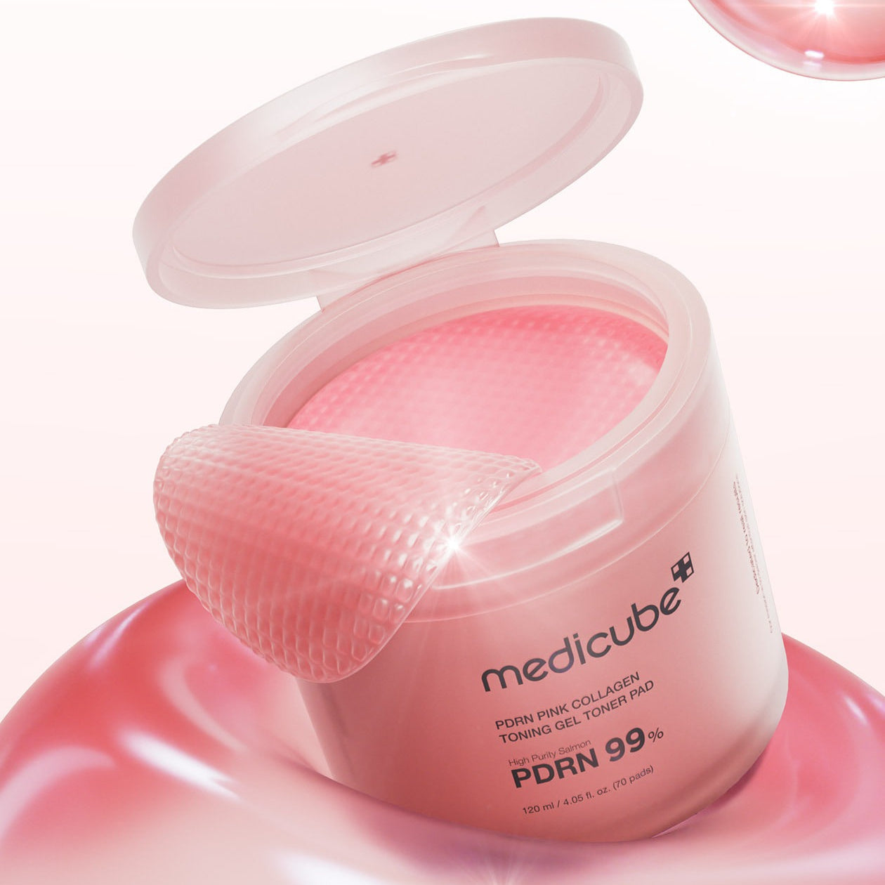 Medicube PDRN Pink Collagen Toning Gel Toner Pad 70 Pads at Embé Skin Korean and Japanese Beauty Skincare
