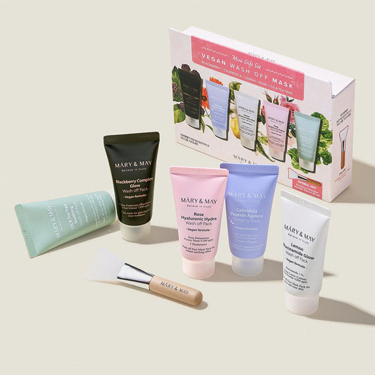 Mary&May Mini Wash-Off Mask Gift Set 5 x 30g (with Silicone Spatula) at Embé Skin Korean and Japanese Beauty Skincare