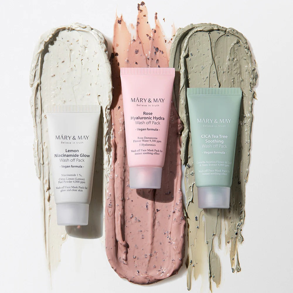 Mary&May Mini Wash-Off Mask Gift Set 5 x 30g (with Silicone Spatula) at Embé Skin Korean and Japanese Beauty Skincare