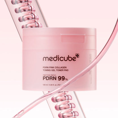 Medicube PDRN Pink Collagen Toning Gel Toner Pad 70 Pads at Embé Skin Korean and Japanese Beauty Skincare