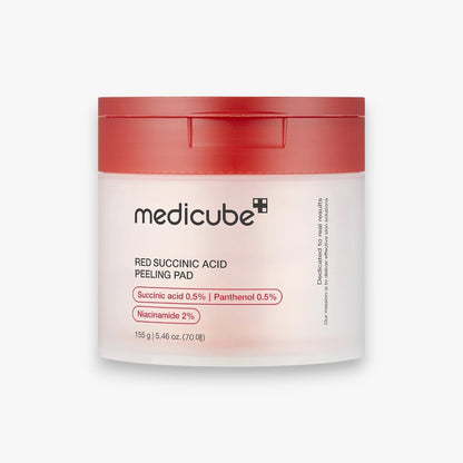 Medicube Red Succinic Acid Panthenol Facial Peeling Pad 70 Pads at Embé Skin Korean and Japanese Beauty Skincare